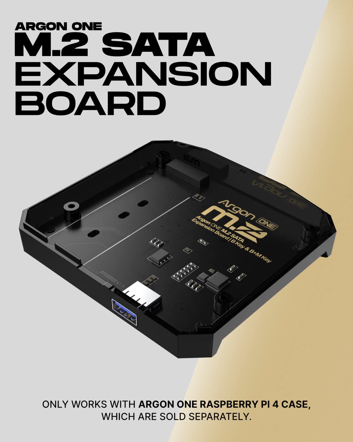 Argon ONE M.2 SATA Expansion Board for Raspberry Pi 4 | SSD Storage Upgrade | Supports M.2 SATA B-Key & B+M Key | UASP High-Speed Transfer |