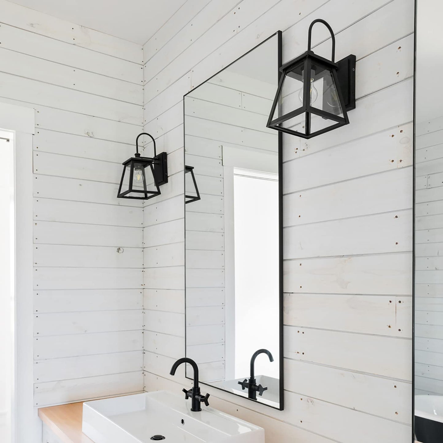 Capital Lighting 926811BK Belmore Clear Glass Outdoor Wall Sconce, 1-Light 100 Watt, 15" H x 8" W, Black