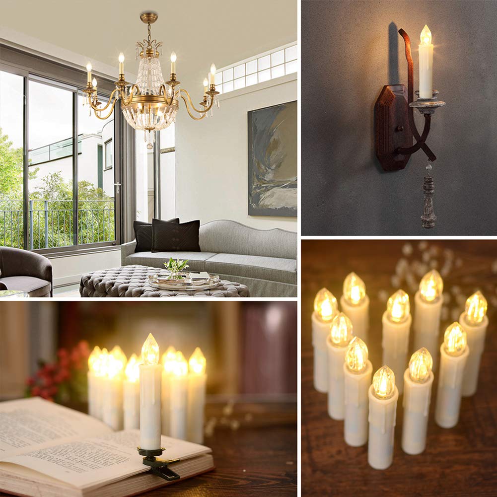 PChero Window Candles Battery Operated with Timer Remote, 20 Pcs Christmas Flameless Candles, Waterproof Flickering Taper Candles for Window