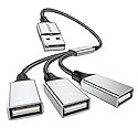 MOGOOD 3 in 1 USB Splitter Cable, Portable USB 2.0 Hub for Charging, Data Transfer, Laptop, Mac