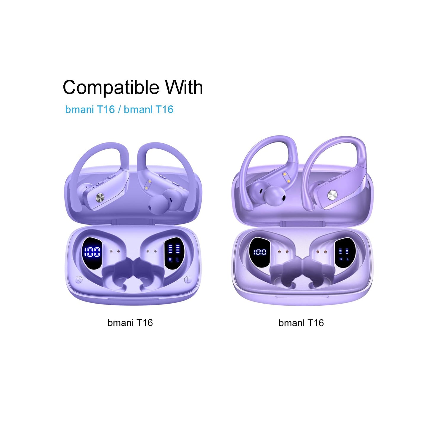 Silicone Eartips Replacement for bmani T16 / bmanl T16 Wireless Earbuds, 9 Pairs (S/M/L) Purple