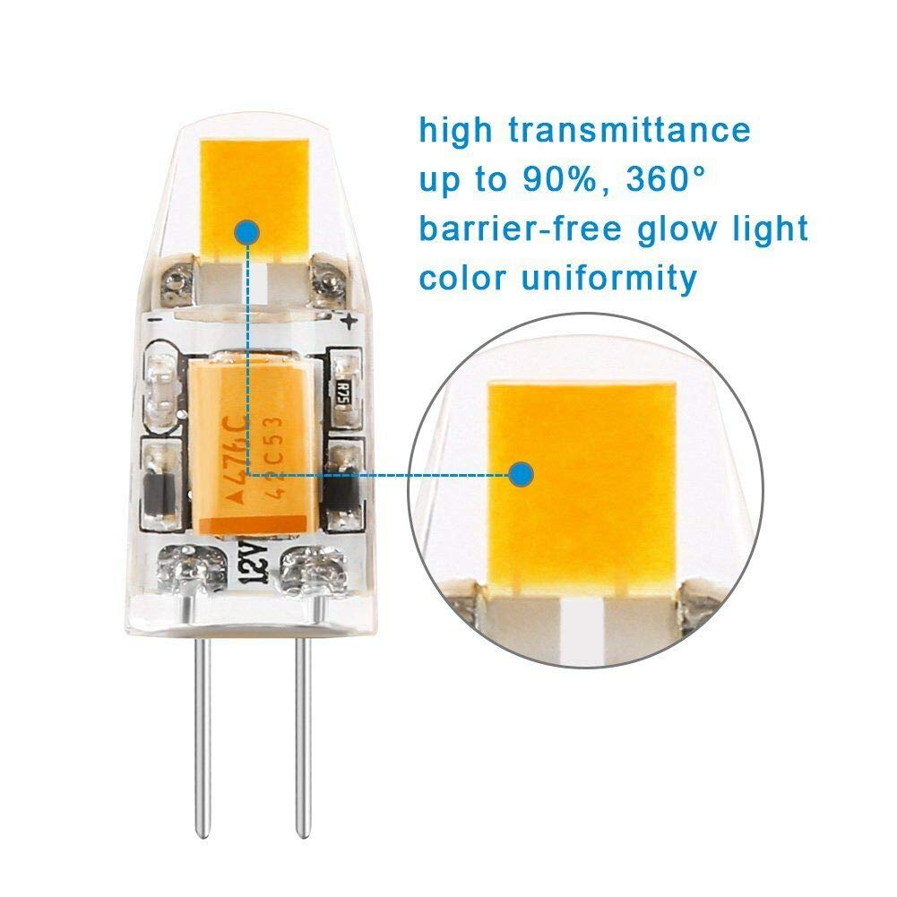 Lxcom Lighting G4 LED Bulb 1W 12V LED Light Bulb T3 10W Halogen Replacement Bulb G4 Bi-Pin Base Warm White 3000k No Flicker for Landscape Lighting,10