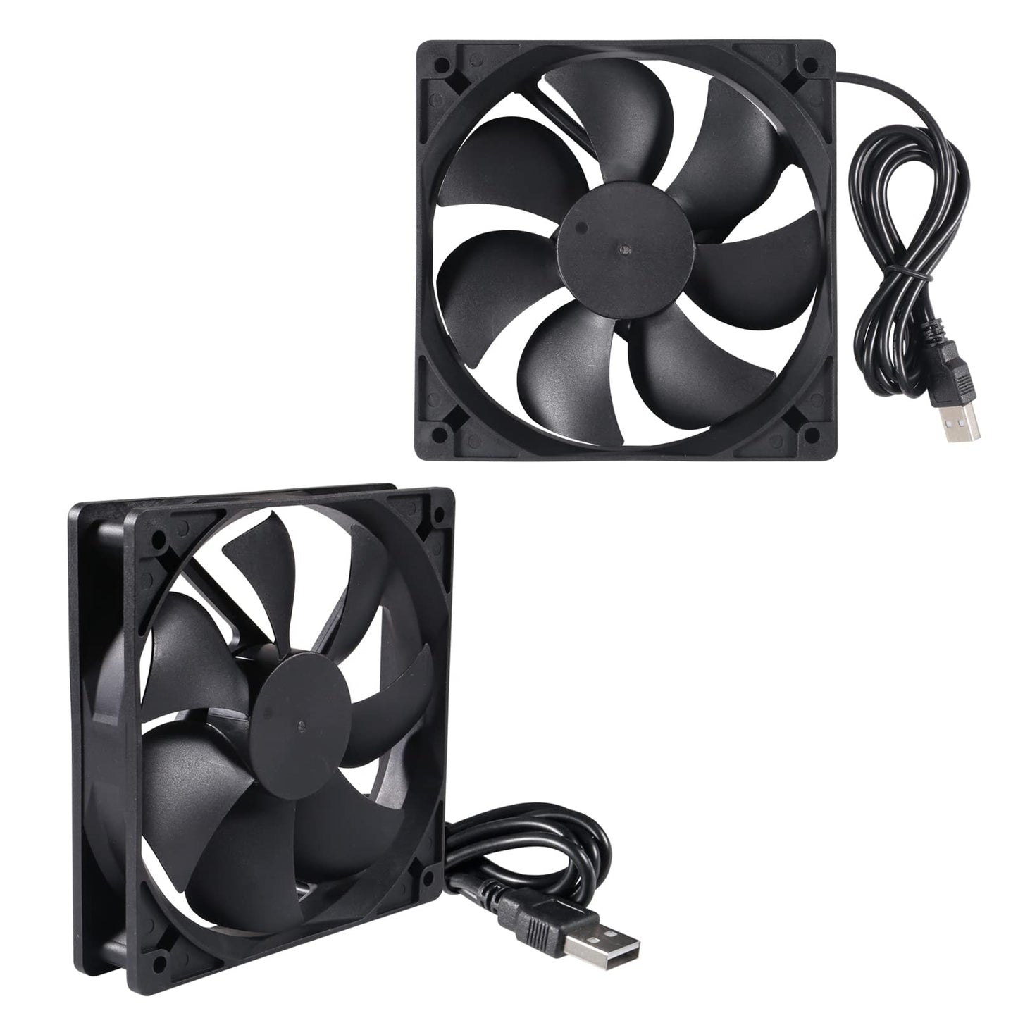 UMLIFE 2PACK 120mm 5V USB Computer PC Fan, 120mm Fan 5V USB Brushless 12025 120x25mm for Cooling PC Computer Case CPU Coolers Radiators