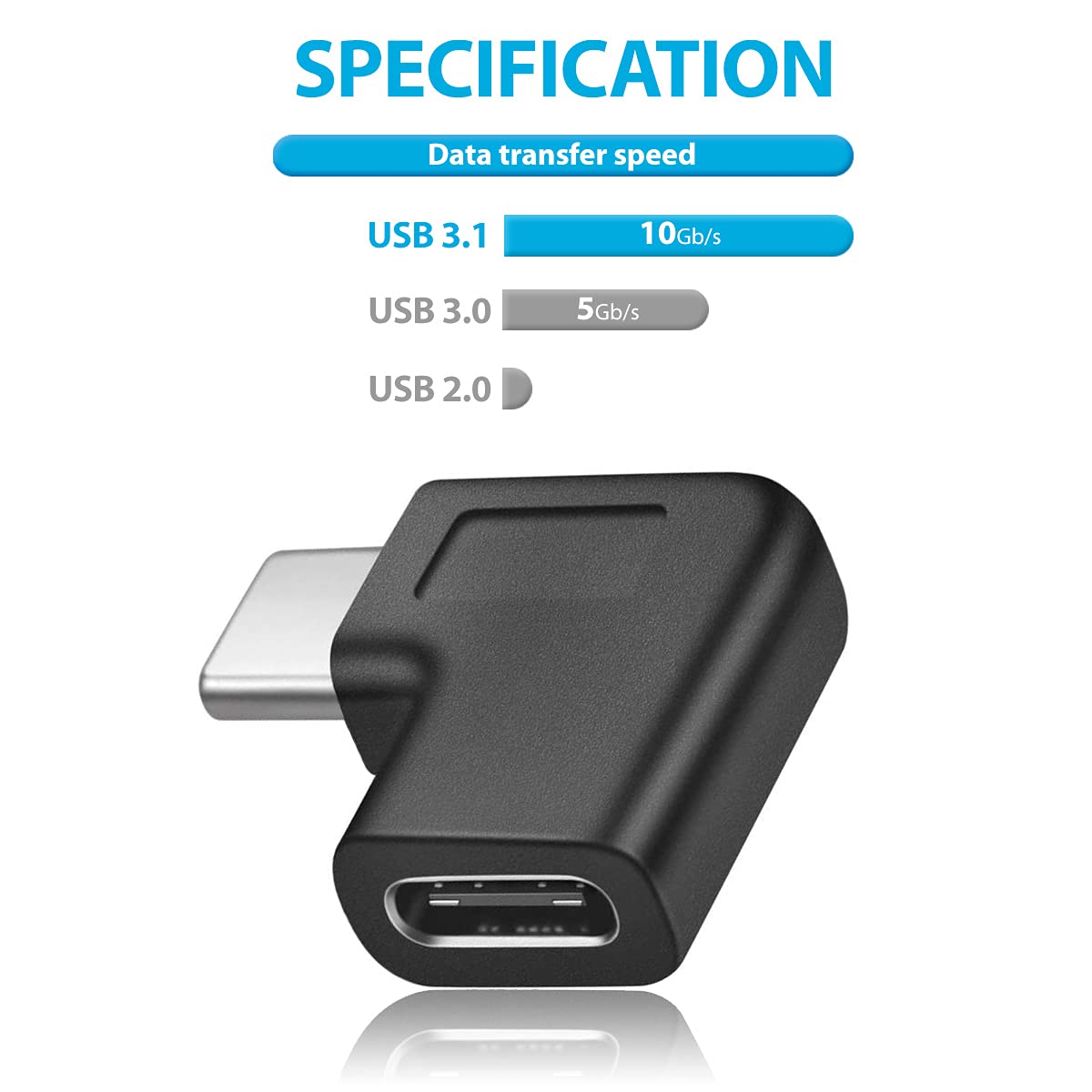 URWOOW USB C Right Angle Adapter,90 Degree USB C to USB Type-C Male to Female Adapter Convertor Extension, for Laptop & Tablet & Mobile Phone (2…
