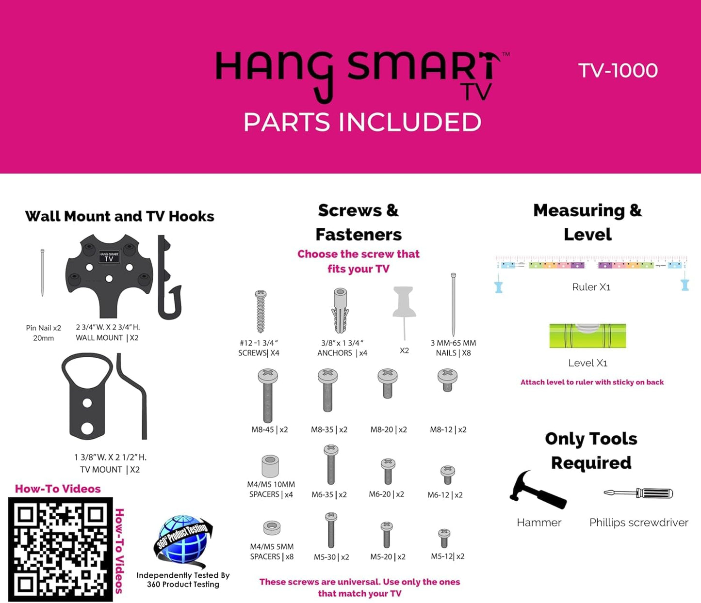 HangSmart TV & SoundBar Mount Bundle No Stud Easy Install, Universal Wall Mounts for Up to 150LBS & SoundBars Up to 50LBS Fits Most TVs & SoundBars