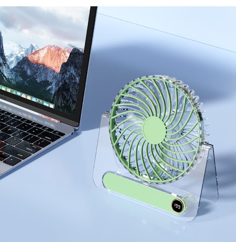 Portable Card Desktop Fan - Fashion Transparent Ultra-thin Desk Fan 1800mAh USB Rechargeable Personal Battery Operated Mini Small Pocket Fan