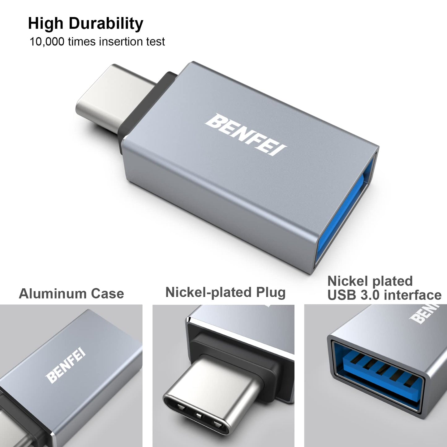 BENFEI USB C to USB 3.0 Adapter, 3 Pack USB C to A Male to Female Adapter Compatible with iPhone 15 Pro/Max, MacBook Pro/Air 2023, iPad Pro, iMac…