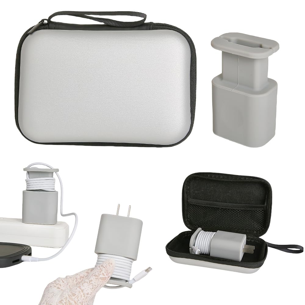 SDTAHEAD Charger Protector Bag Set with Silicone Charger Cover Snapback Charger Cable Winder, Travel Carrying Storage Bag with Charger Saver Organizer