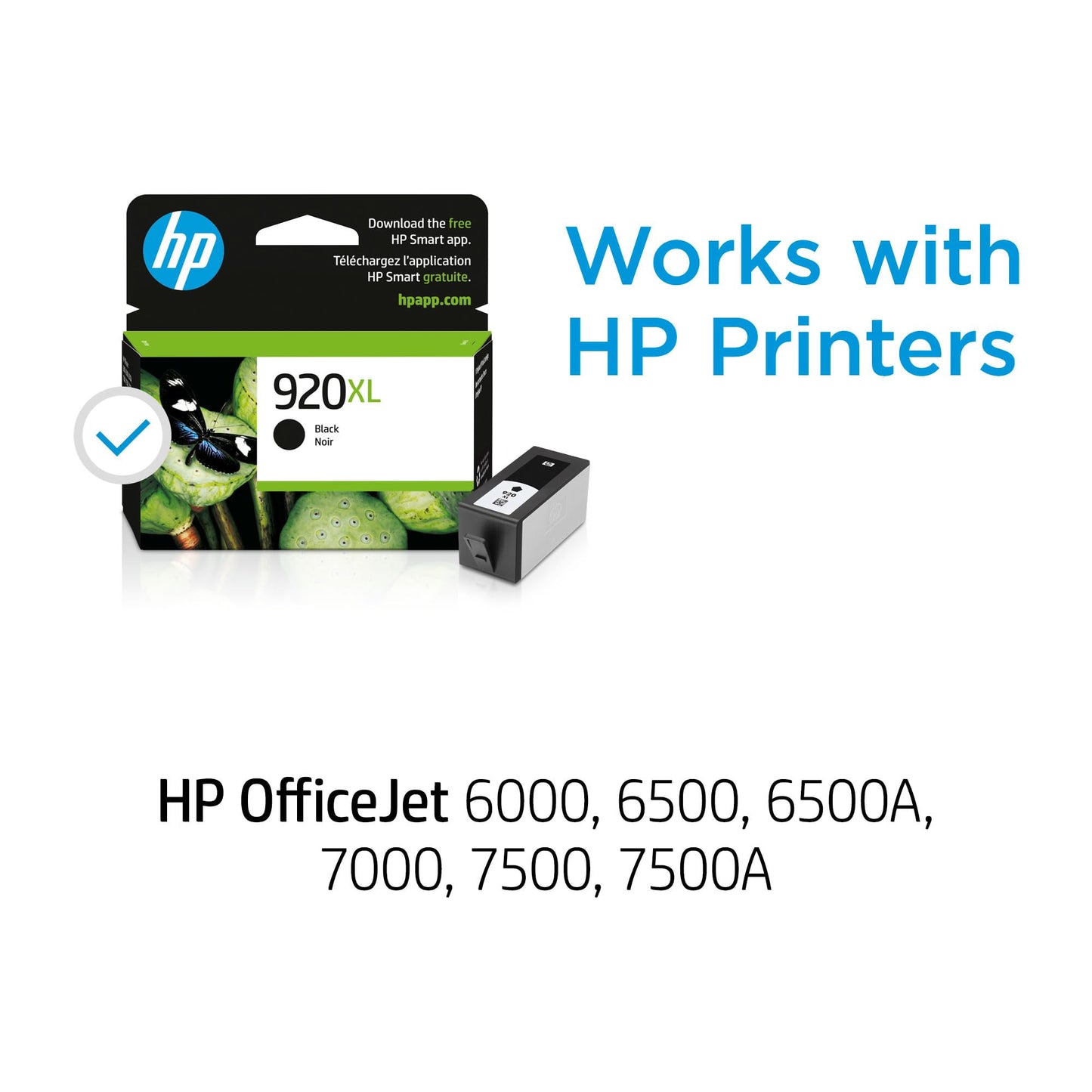HP Original 920XL Black High-Yield Ink Cartridge | Works OfficeJet 6000, 6500, 7000, 7500 Series | CD975AN