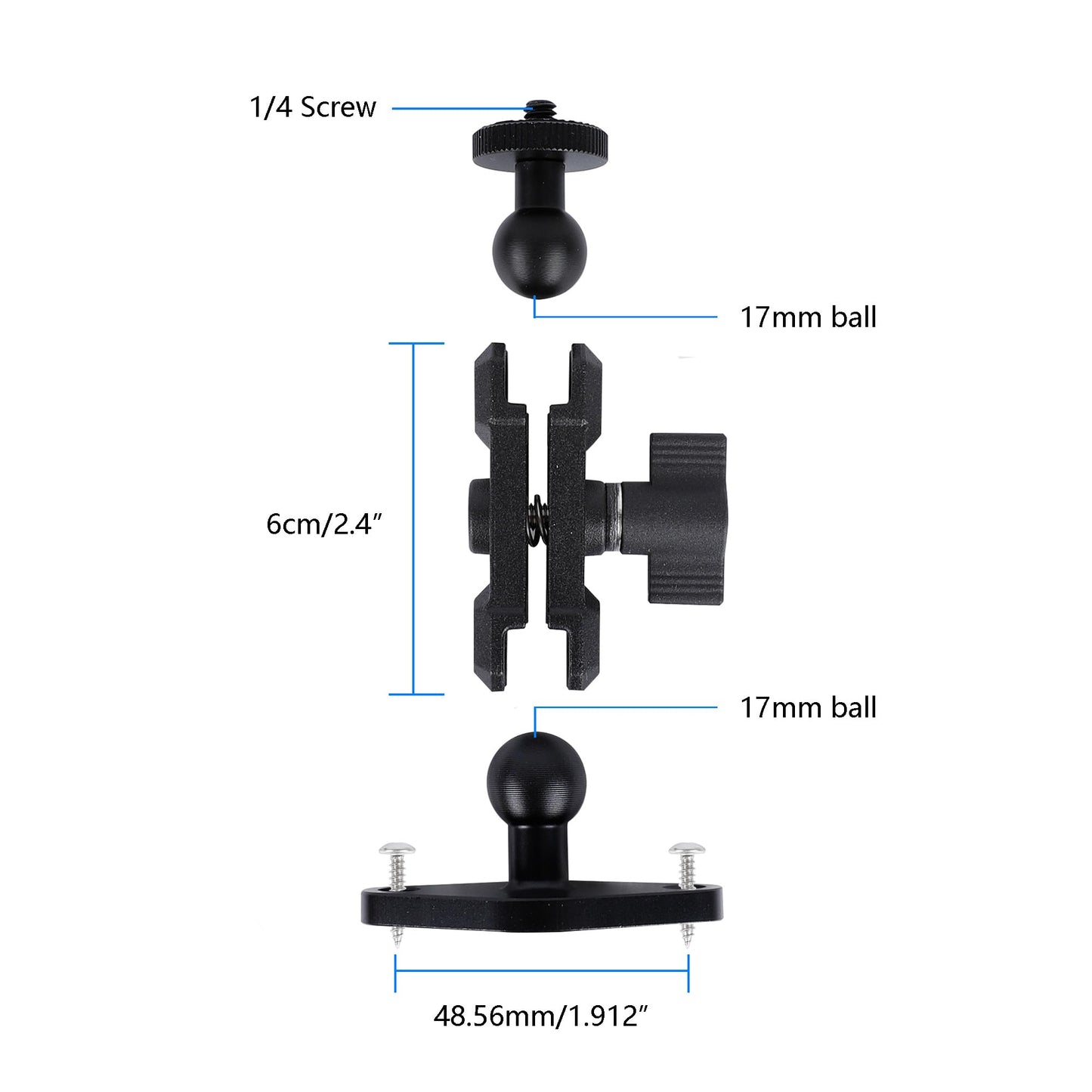 Leenconghui Aluminum 1/4"-20 Mount with Drill Plate Base for Monitors, CCTV Cameras, Camcorders, 360° Rotation Adjustable Camera Mount