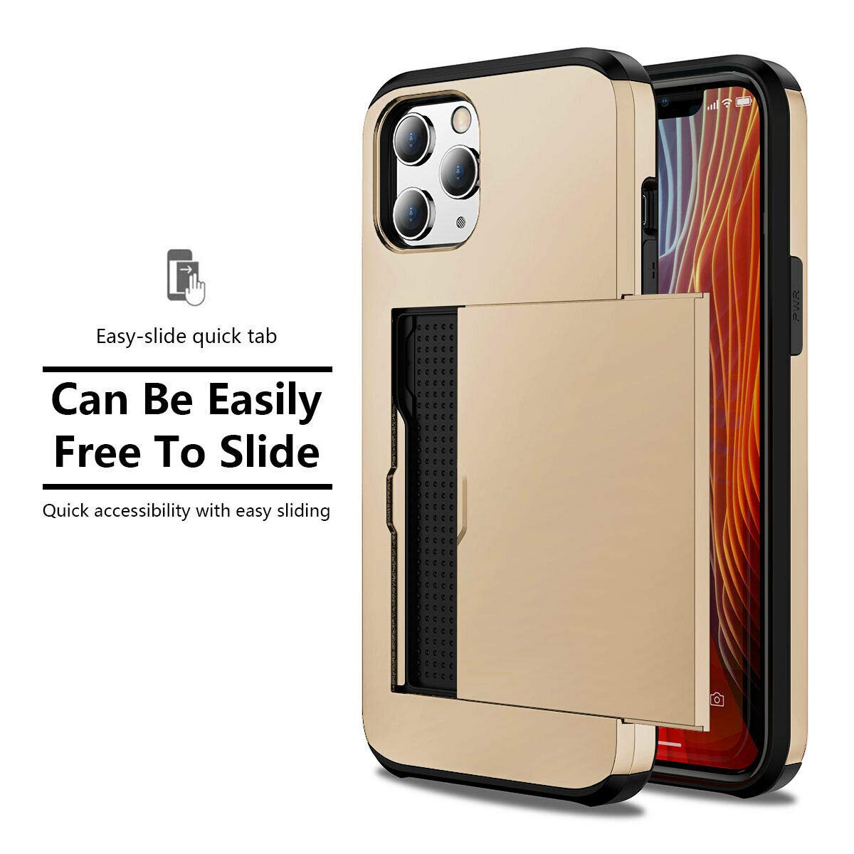 Fastsun Ultra-Thin Shockproof Hard Back ID Cards Slot Silicone Case Dual Layer Protective Credit Card Holder Case Cover Compatible with iPhone 14