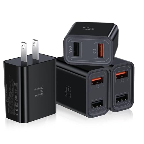 USB Plug, Dual USB Wall Charger 4 Pack, 30W 2-Port Fast Charger Block,Quick Charge 3.0 Charging Block Cube for iPhone 16 15 14 13 12 11 X,iPad,Samsung