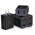 USB Plug, Dual USB Wall Charger 4 Pack, 30W 2-Port Fast Charger Block,Quick Charge 3.0 Charging Block Cube for iPhone 16 15 14 13 12 11 X,iPad,Samsung
