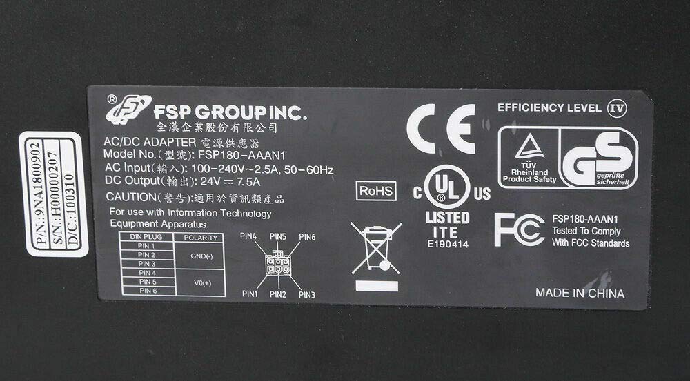 Tekswamp FSP FSP180-AAAN1 AC Adapter Power Supply 6 Pin 180W 24V 7.5A n/PC