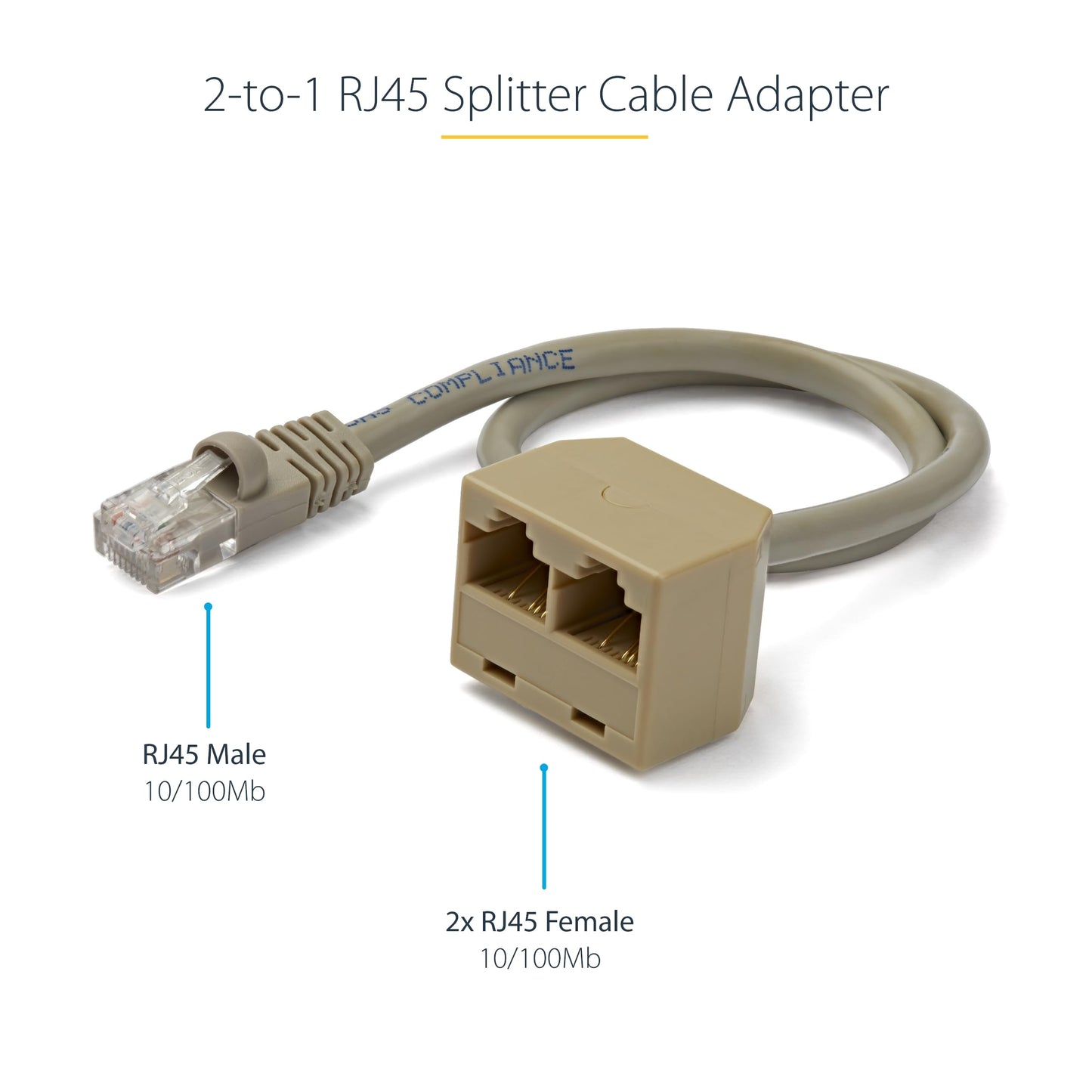 StarTech 2-to-1 RJ45 Network Splitter/Combiner, 10/100Mbps (RJ45SPLITTER)