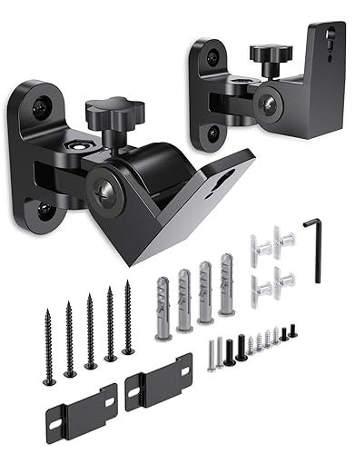 Speaker Wall Mounts, 2 Packs Universal Mounting Bracket for Small Bookshelf Speakers, Vertical 120°, Horizontal 180°Adjustment, Compatible with Bose