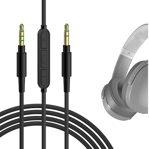 GEEKRIA Audio Cable with Mic Compatible with Skullcandy Crusher Evo, Hesh 3/2, Riff 2 Headphones Cable, 1/8" (3.5mm) to 3.5mm Aux Replacement Stereo