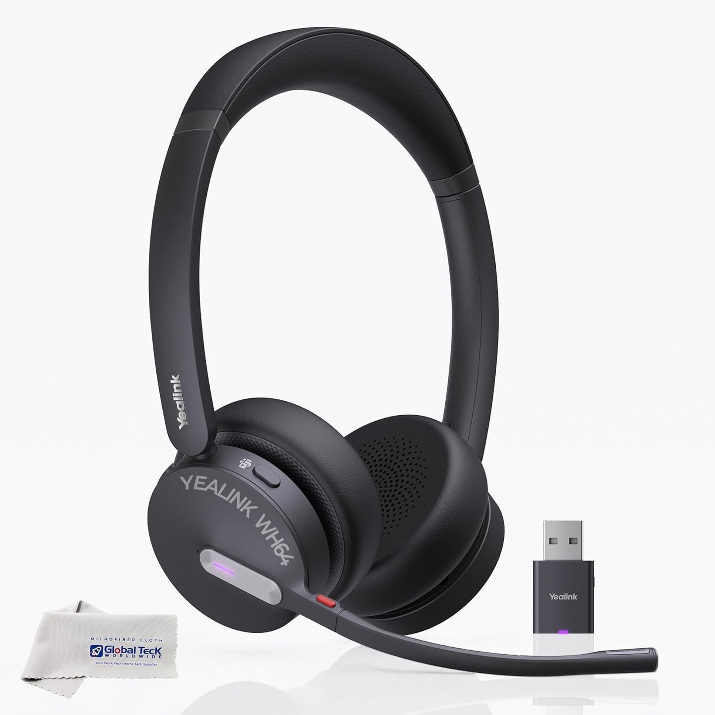 Yealink WH64 Hybrid Wireless Headphones DECT & Bluetooth Duo MS, Teams Certified, For PC, Laptop & Mobile, USB-C Dongle, 150m Range, 32H Talk Time…
