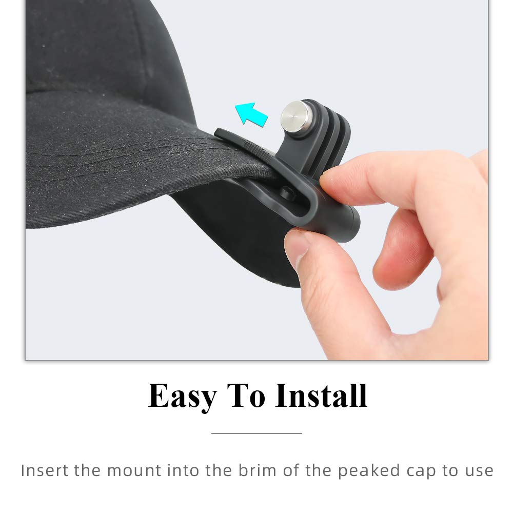 SUREWO Baseball Hat Clip Mount Baseball Cap Clamp Quick Release Mount Compatible with GoPro Hero 13 12 11 10 9 8 7 6 5 Black,DJI Osmo Action 6/5