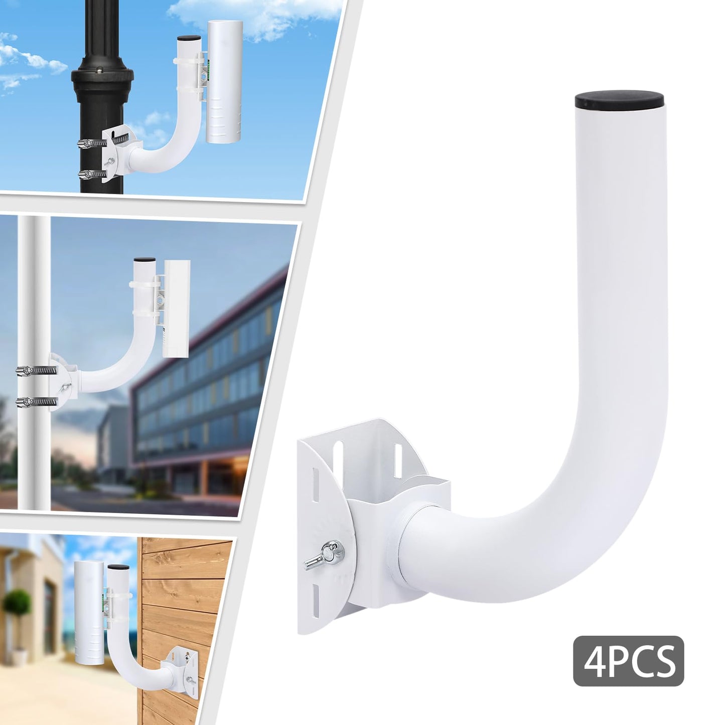 NeNchengLi 4Pcs Wireless Bridge Bracket Mount Universal Pole and Wall Bracket Outdoor Access Point Mounting Pole, Adjustable Wireless Bridge Pole Wall