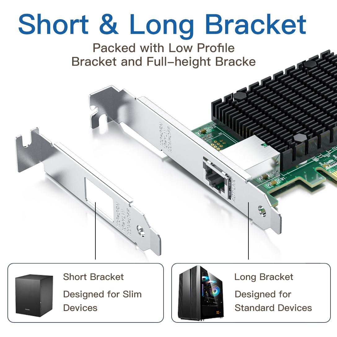 H!Fiber 10Gb RJ45 PCI-E Network Card NIC, Compare to Intel X550-T1, with Intel X550-AT Chip, Single RJ45 Port, PCI Express 3.0 X4, Ethernet Converged
