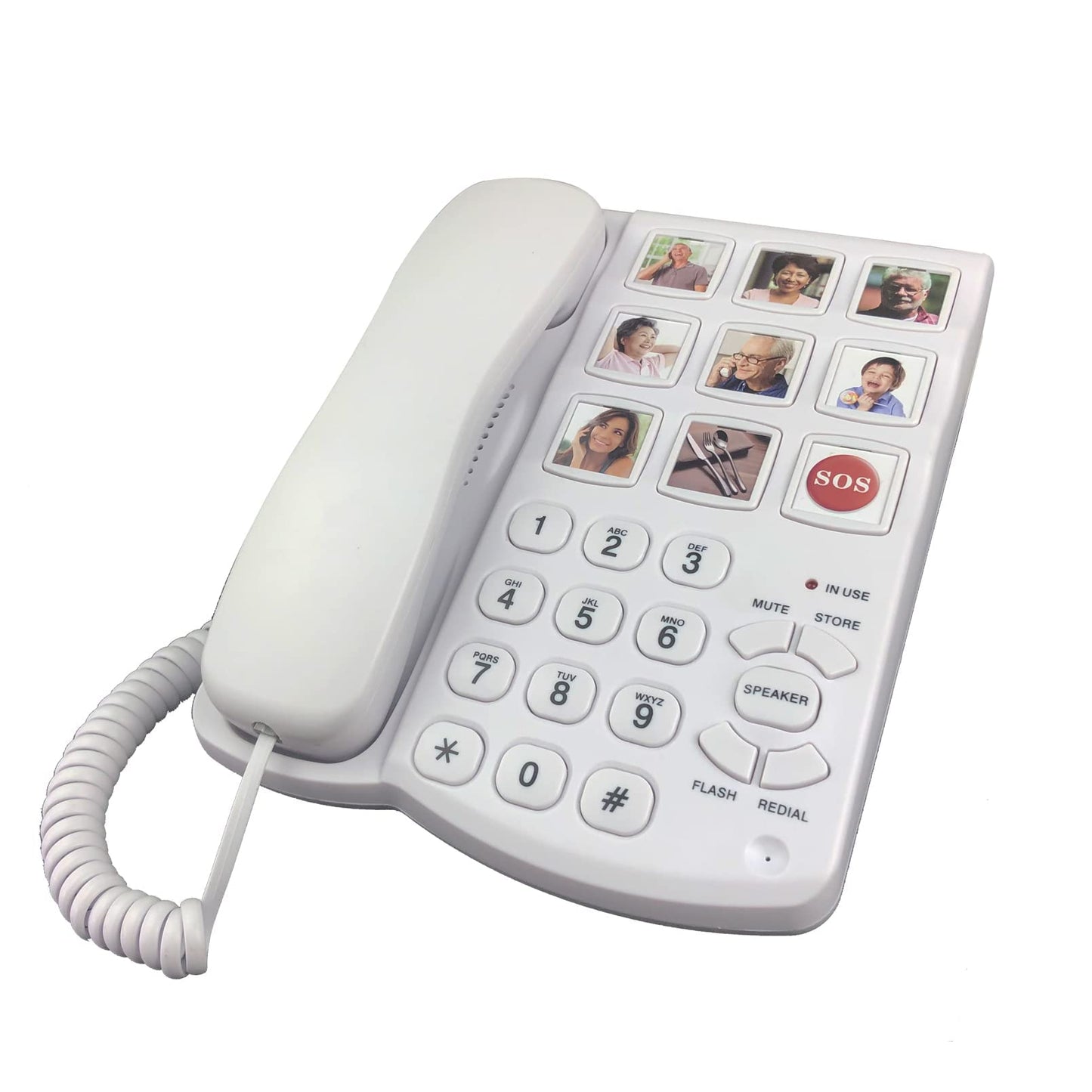 Benotek Corded Big Button Picture Phone for Seniors with Speaker Redial, Hands Free Landline Desk Telephone, Amplied Large Button Home Phones