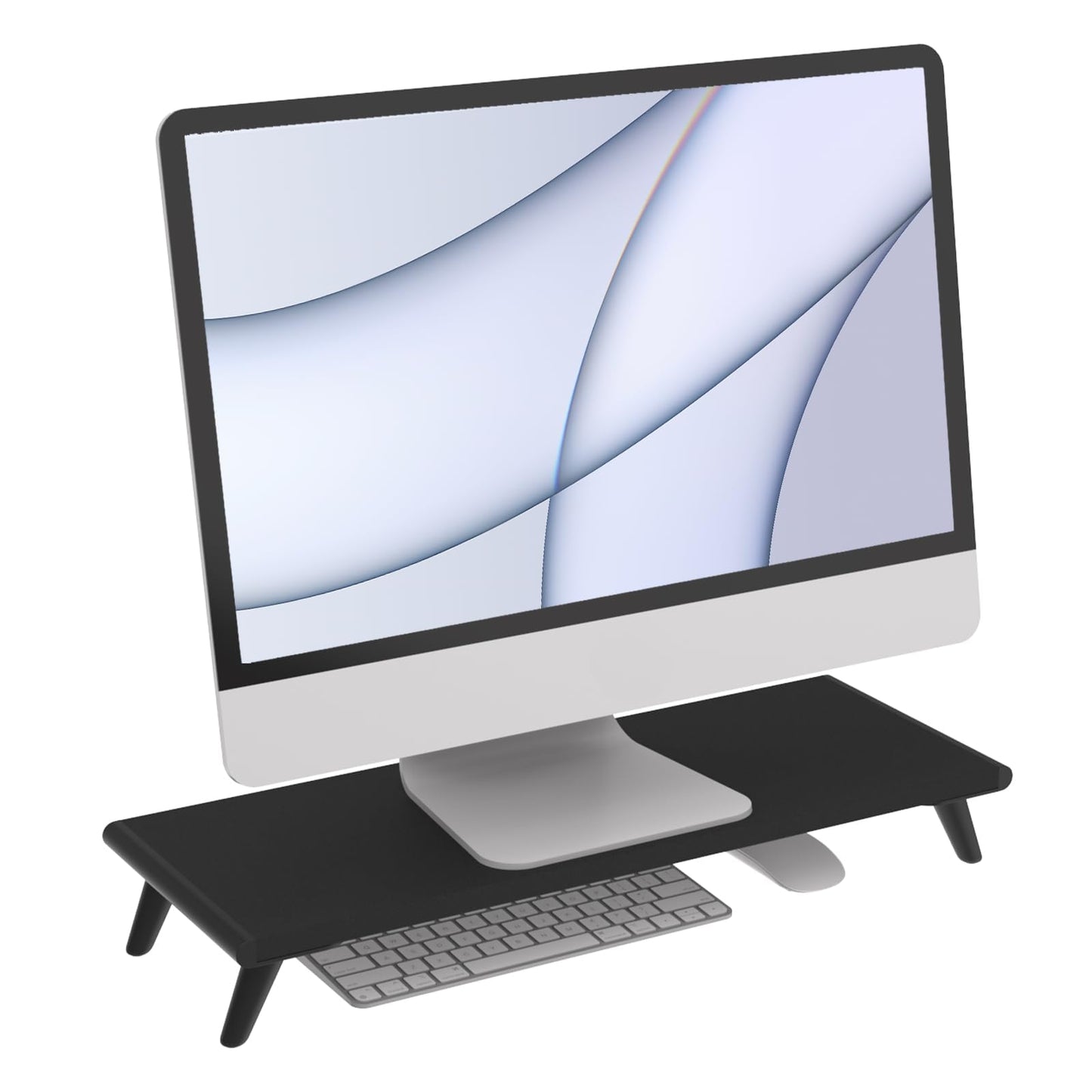 loukin Monitor Stand Riser for Desk, 22.4" x 8.3" Larger Computer Stand for Laptop, PC, Printer, Sturdy Desktop Computer Shelf with Non-Skid Rubber