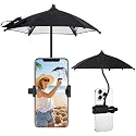 Fixed Clip-on Phone Umbrella for Sun with Flexible Adjustable Handle, Mini Strong Clip Cell Phone Umbrellas Sun Shade Anti Sunlight and Glare fits
