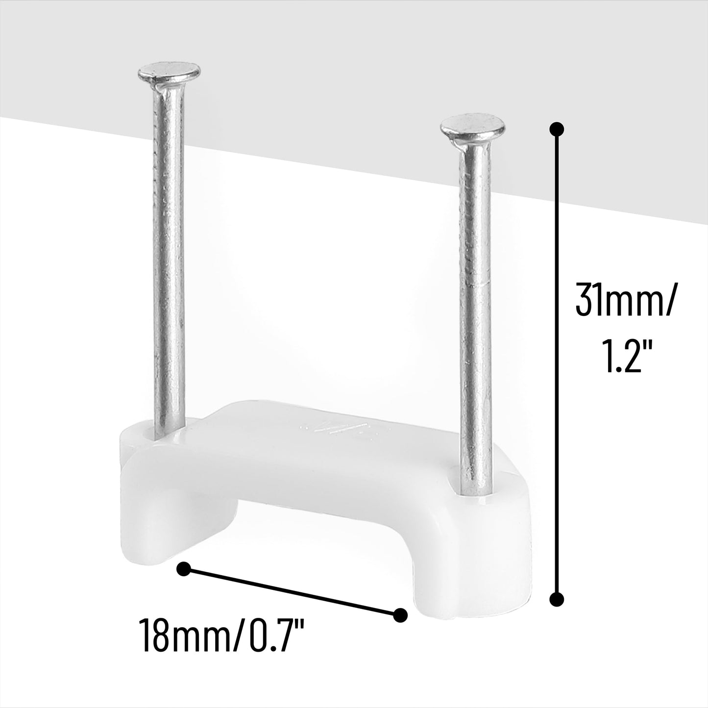 Bates- Cable Clips with Steel Nails, 200 pcs, White, Large, 2-Nail Cord Clips for Wires on Wall, Cable Wall Clip, Wire Wall Clips, Cable Wire Clips