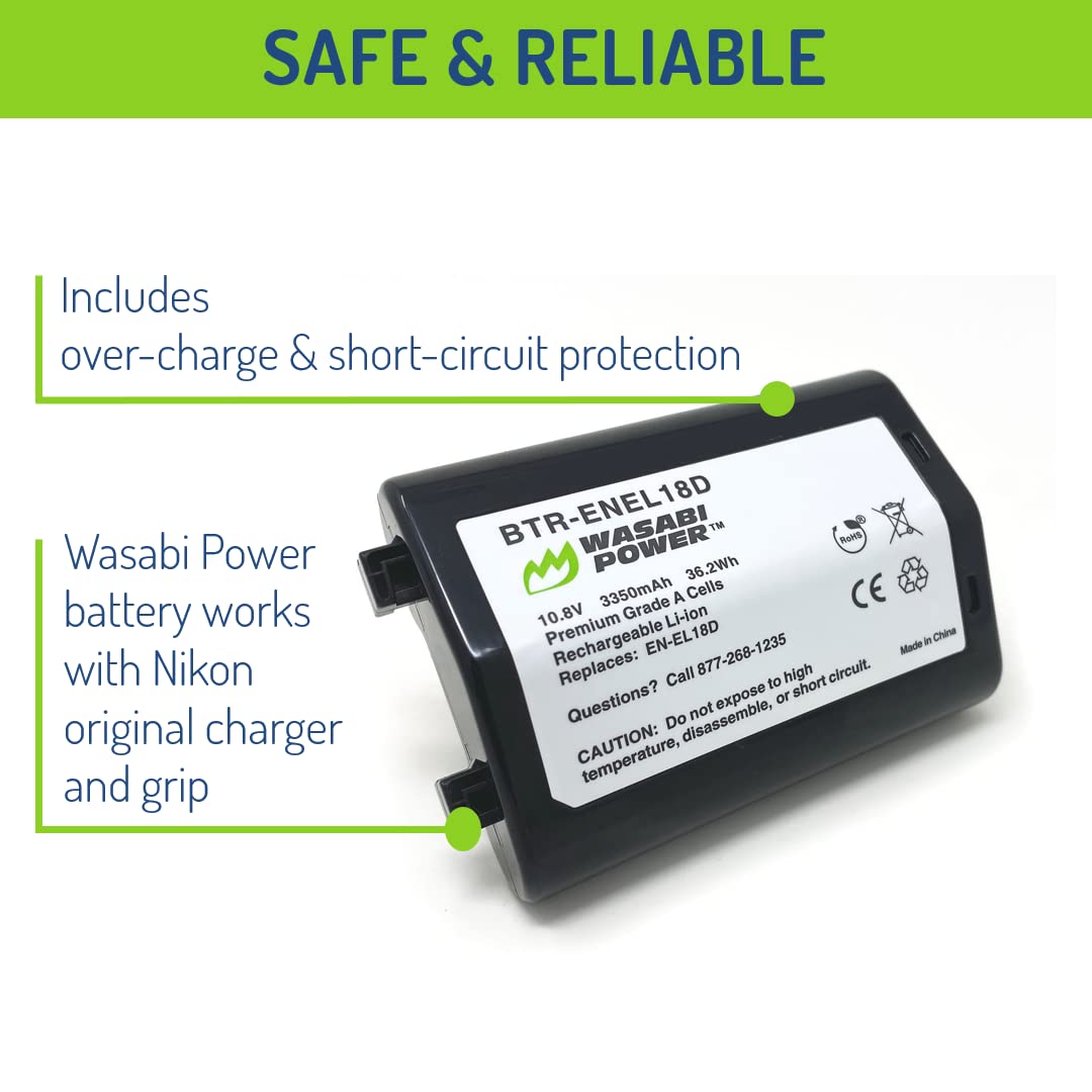 Wasabi Power Battery for Nikon EN-EL18d (2-Pack) and Nikon Z9, D4, D4S, D5, D6