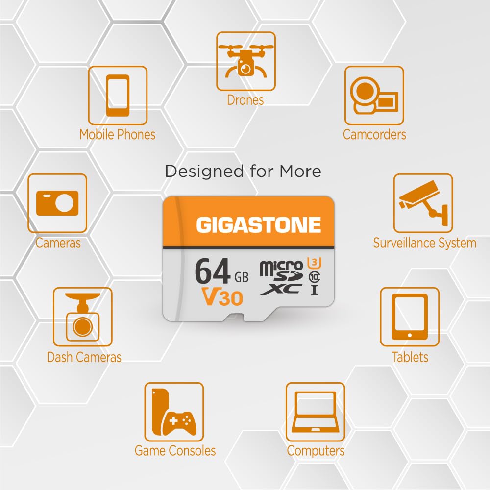 GIGASTONE 64GB Micro SD Card 2-Pack, V30 4K Video Recording, Surveillance, Security Camera, Dash Cam, Drone, 95MB/s MicroSDXC Memory Card UHS-I Class