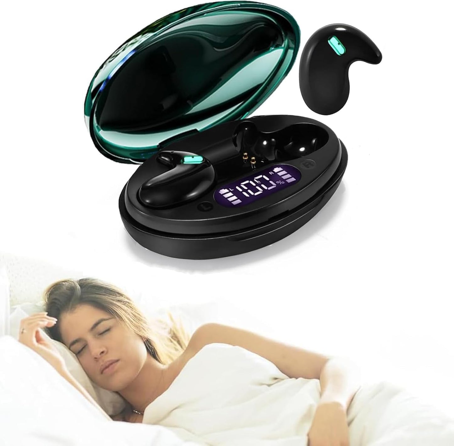 Mudtun Sleep Earbuds Ultra-Thin Wireless Bluetooth 5.3 Earbuds for Side Sleepers, Noise Blocking Sleep Headphones with 6H Playtime, Ergonomic Mini