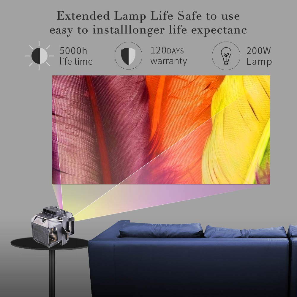 Huaute Projector Lamp with Housing for Epson ELPLP58, EX3200, EX5200, EX7200, PowerLite 1220, 1260, S9, X9, S10+, VS200, EB-S10, EB-S9, EB-S92 - LED