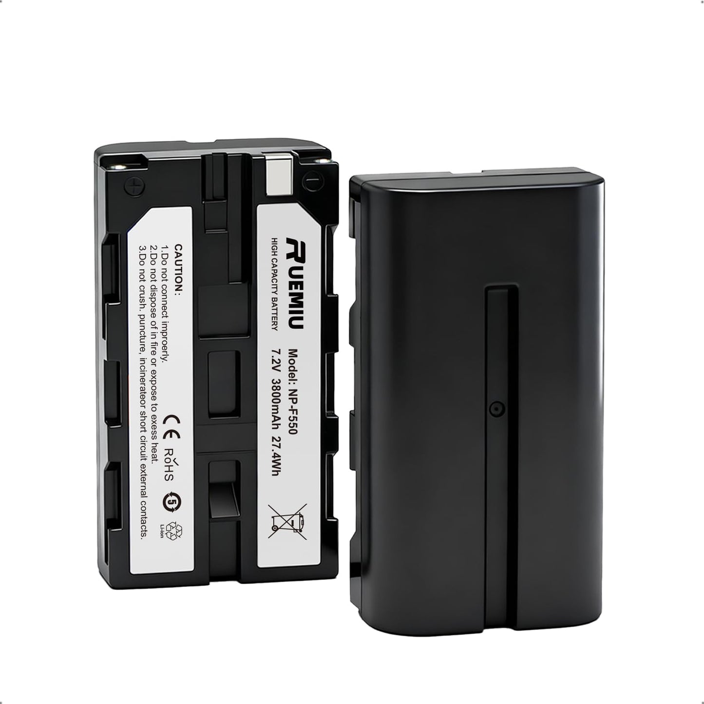 RUEMIU 2-Pack Upgraded 3800mAh NP-F550 Battery Compatible with Sony NP F550, F970, F750 F330, F570, F960, F770, Camera Camcorder, LED Light, Monitor