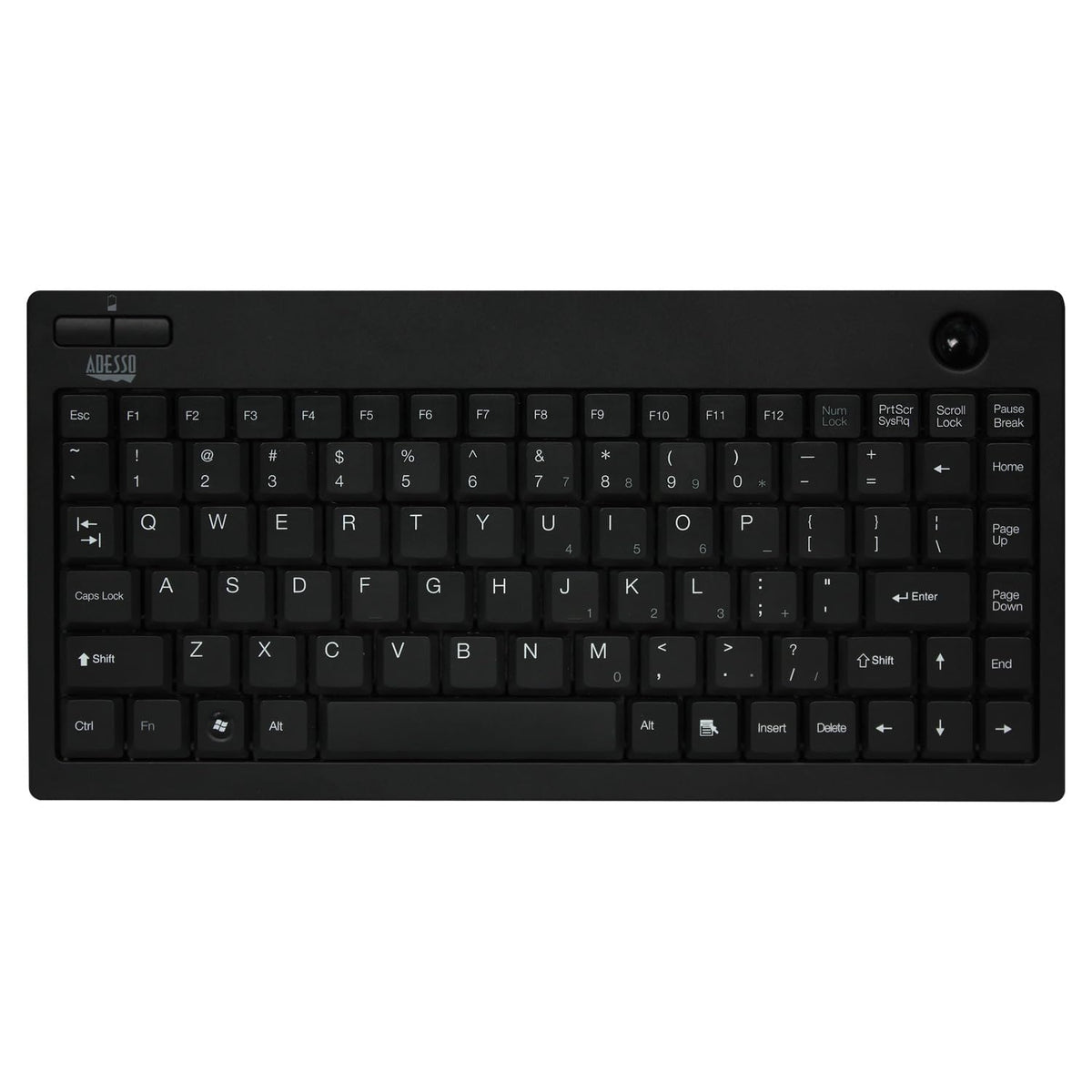 Adesso WKB-3100UB Wireless Mini Trackball Keyboard, Compact 87-Key Layout