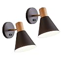 ClanKin Wall Sconces, Modern Nordic Design, 2 Pack-Black, E26, Rotateable, Industrial Bathroom Bedroom Lighting Fixture, Wall Mounted