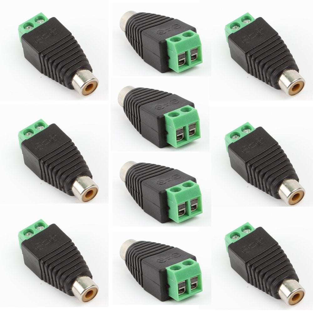 exgoofit Phono RCA Screws Male Female Plug to AV Screw Terminal Audio/Video Connector Adapter (10 Male +10 Female Connector)