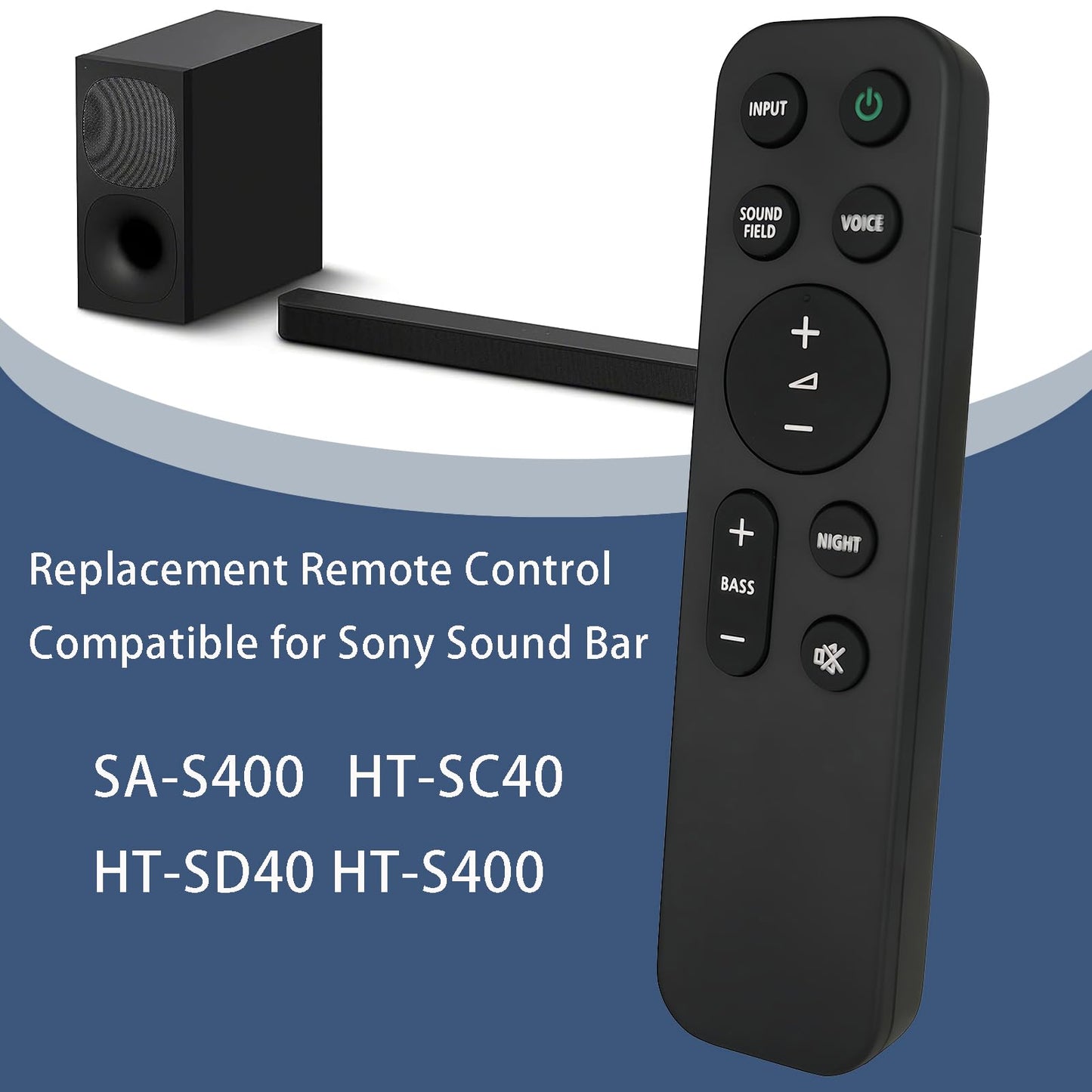 RMT-AH513U Replacement Remote Control Compatible for Sony Sound Bar SA-S400 HT-SC40 HT-SD40 HT-S400 Soundbar