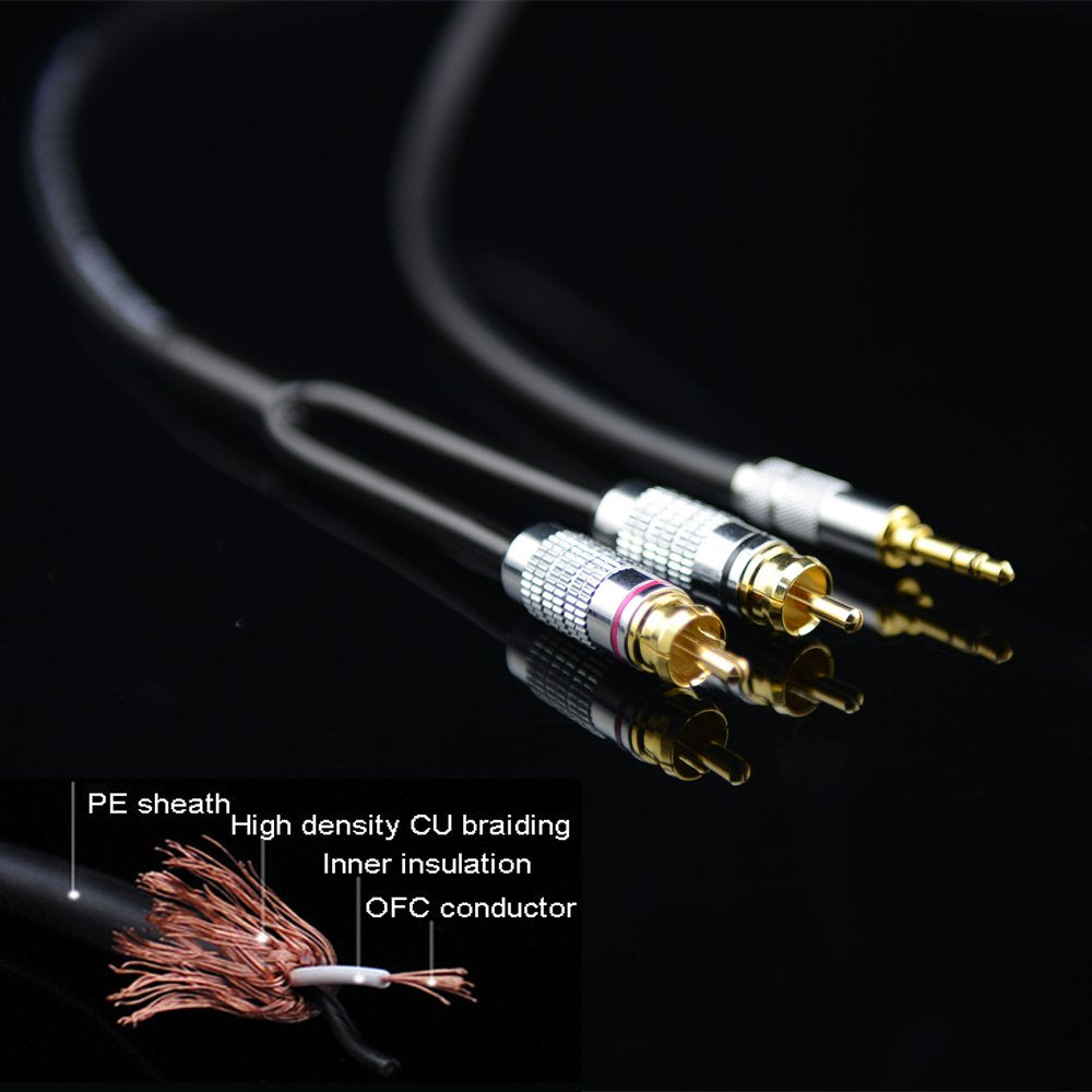 Primeda Audiophile Audio Cable Stereo 3.5mm Male to 2 RCA Male Hi Fi for MP3,CD,Speakers,Home Theater,HDTV (Straight 3.5mm (6 Feet))