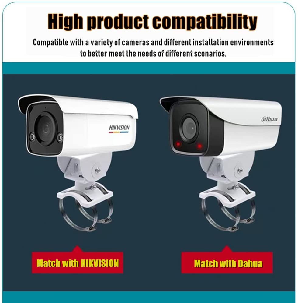 BeElion Aluminum Alloy Surveillance Camera Pole Mount Kit - Horizontal/Vertical Wall/Ceiling/Pillar Bracket for CCTV, PTZ, Dome Cameras - Stainless