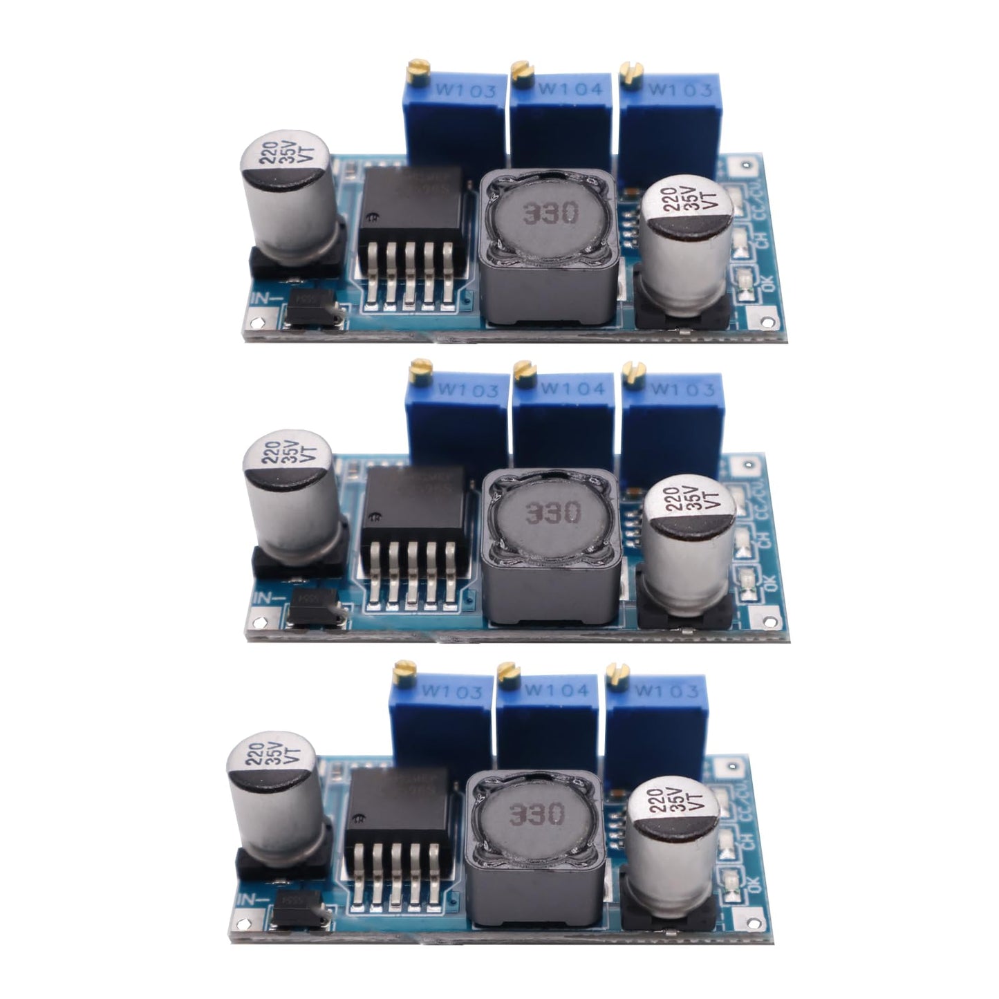 3Pack LM2596S Constant Current Module Buck Converter Step Down Module Adjustable CC/CV 7-35V to 1.25-30V Electronic Voltage LM2596S Power Supply Board