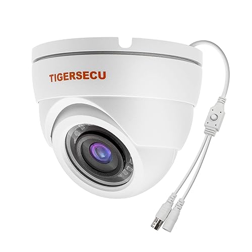 TIGERSECU 1080P Metal Wide Angle Dome Security Camera for DVR, Weatheproof for Indoor/Outdoor Use, Hybrid 4-in-1 OSD Switch for TVI/CVI/AHD/CVBS DVRs
