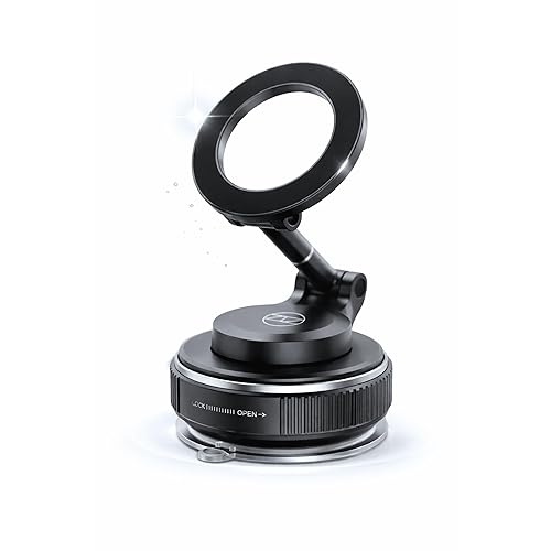 Heavy Duty Magnetic Phone Holder Vacuum Suction Mount Foldable, 360° Adjustable, Car/Office/Gym - Dashboard, Windshield, Window, Mirror, Universal