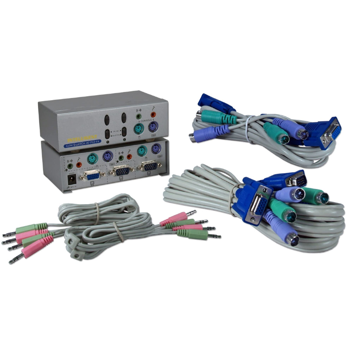 QVS PS/2 2 Port KVM with Audio Premium Autoswitch with Combo Cable