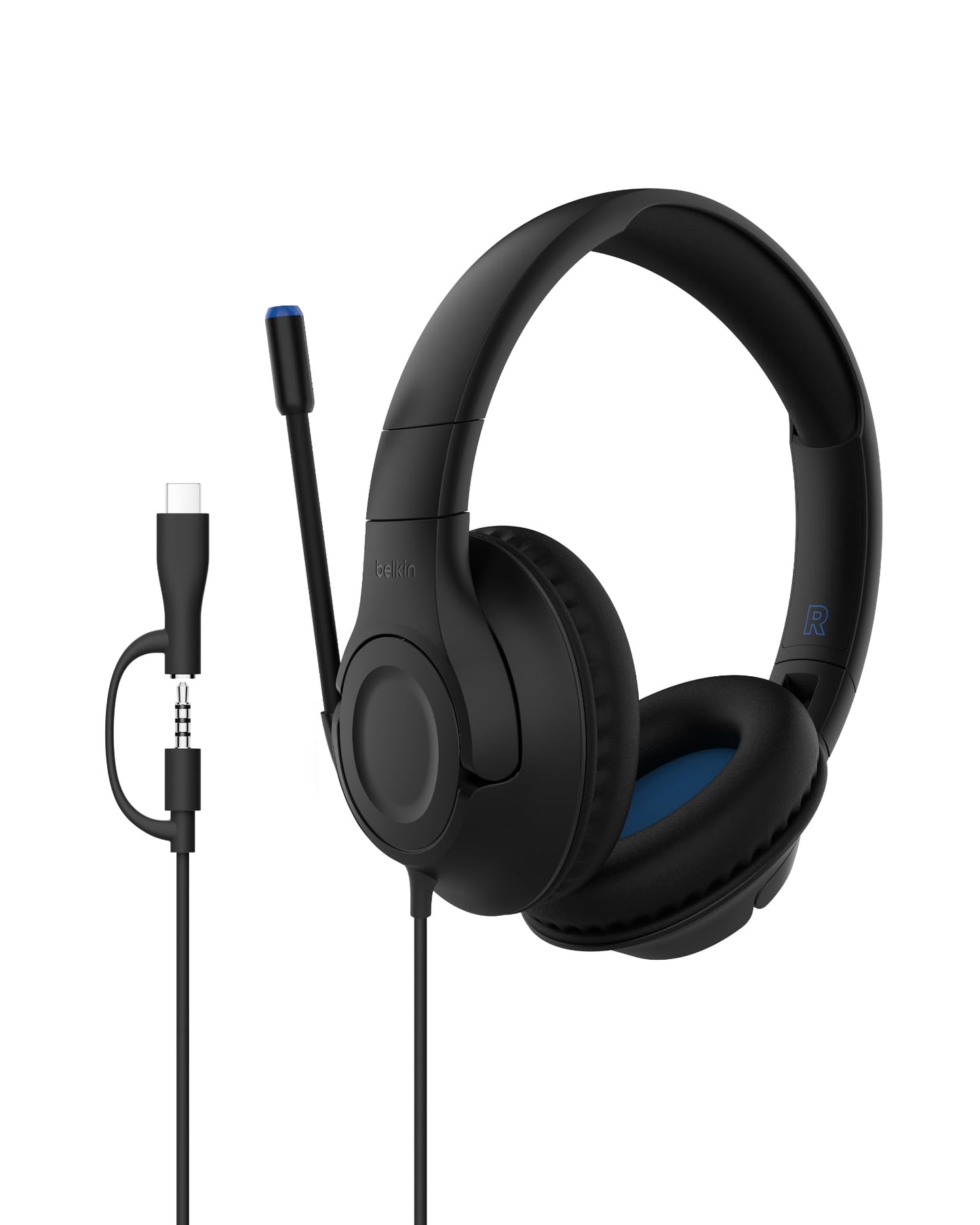 Belkin SoundForm Inspire Wired Kids Headphones, USB-C & 3.5mm