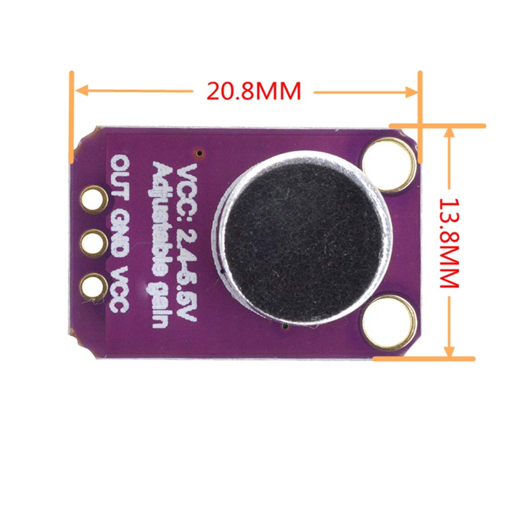 DAOKI 5Pcs Microphone Amplifier Module MAX4466 Electret Microphone Amplifier GY-MAX4466 Breakout Sensor, with Adjustable Gain Breakout Board