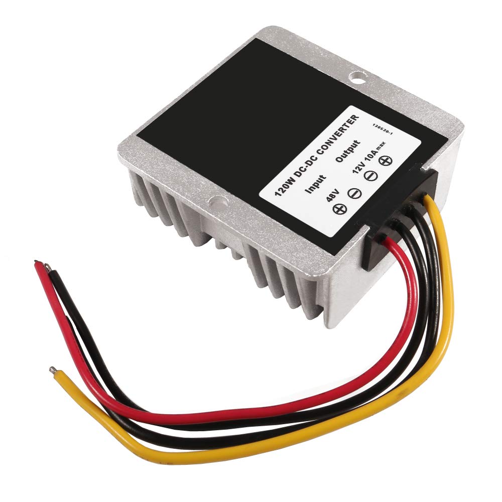 AITRIP 1 Pack Voltage Reducer Converter DC 48V Step Down to DC 12V 10A 120W Golf Cart Voltage Regulator Waterproof Power Adapter (48V to 12V 10A 120W)