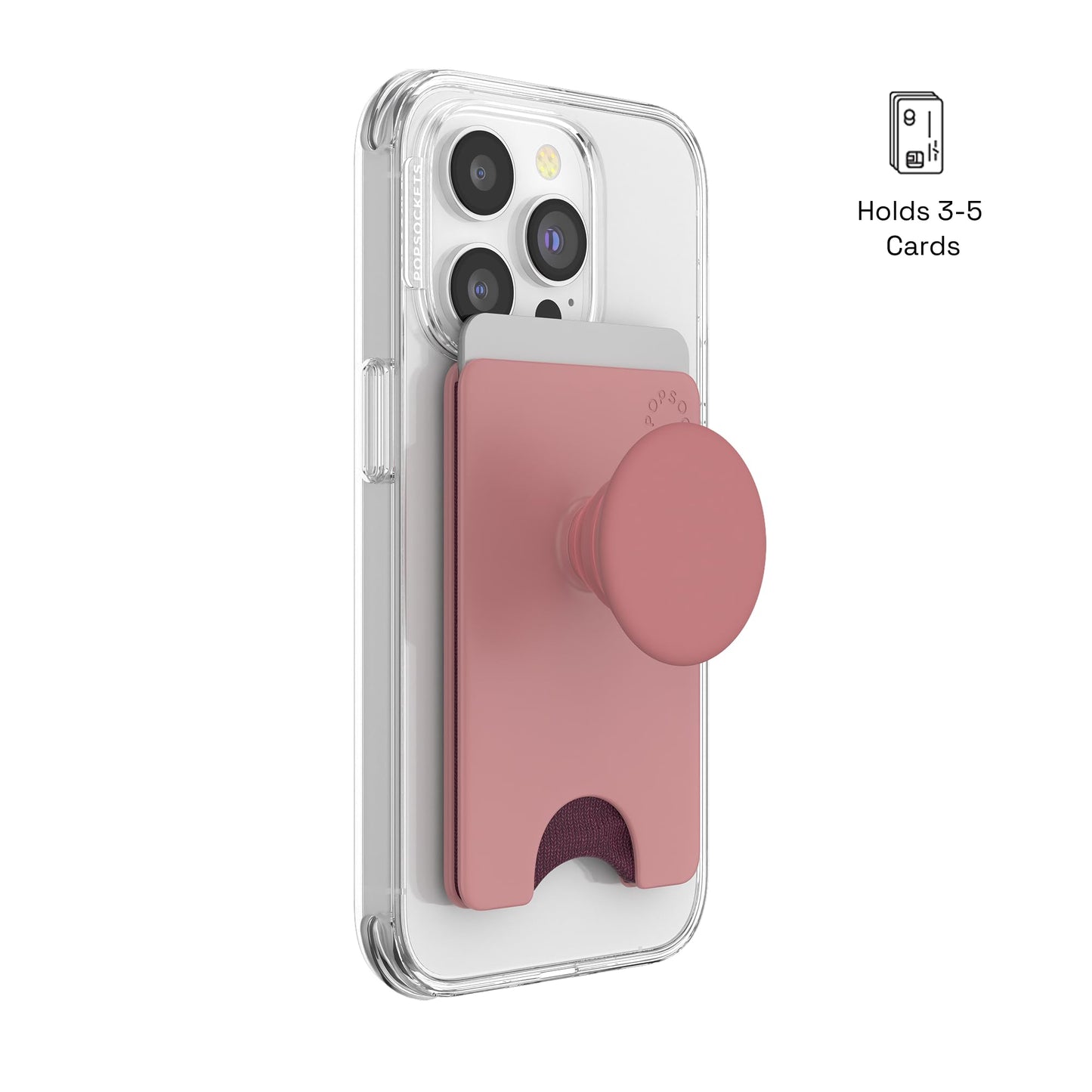 PopSockets Adhesive Phone Wallet and Card Holder with Grip, Pink - Clay