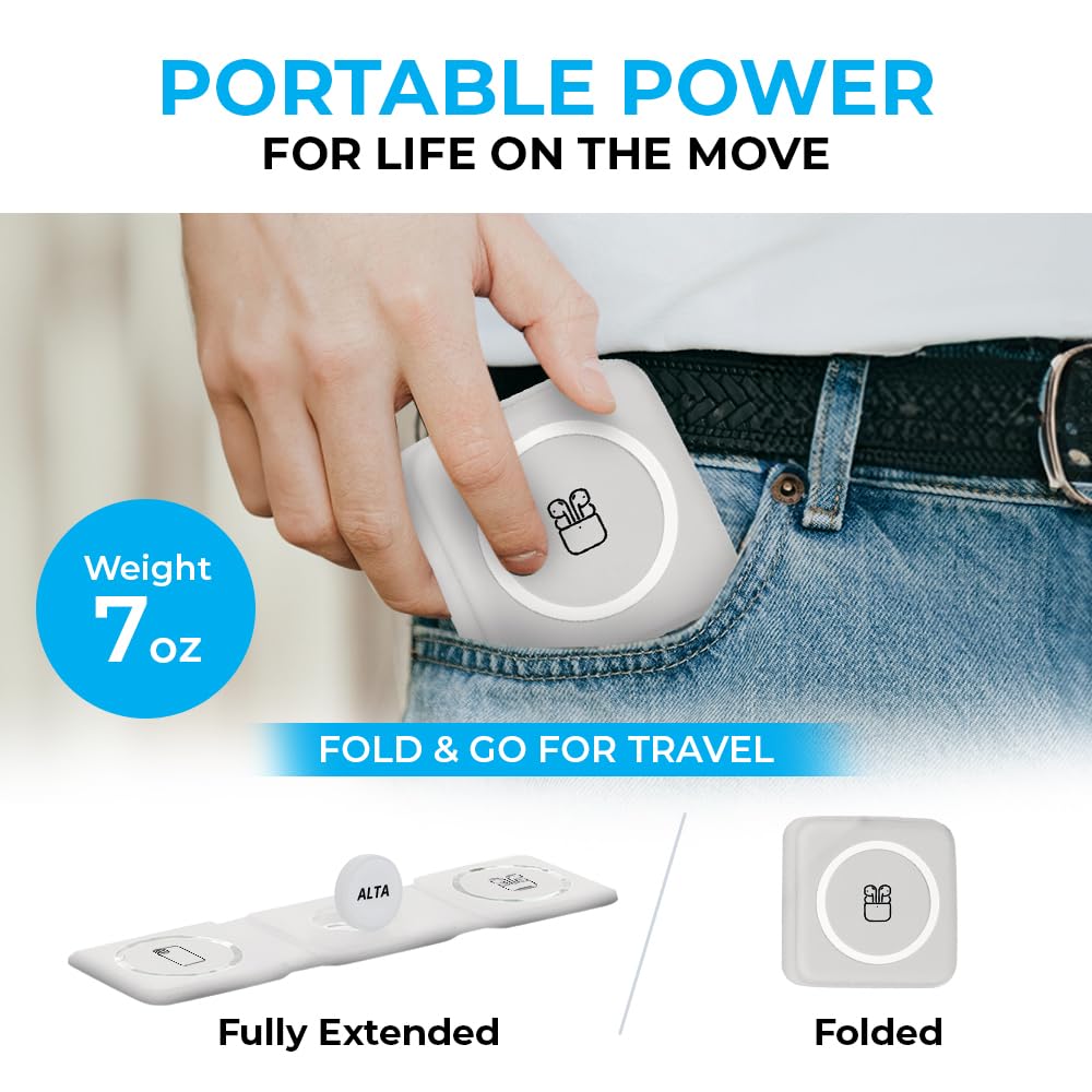 3-in-1 Magnetic Wireless Charger for iPhone, Apple Watch & AirPods - Fast Charging Station, Foldable Dock for Travel & Desk, Compatible with All