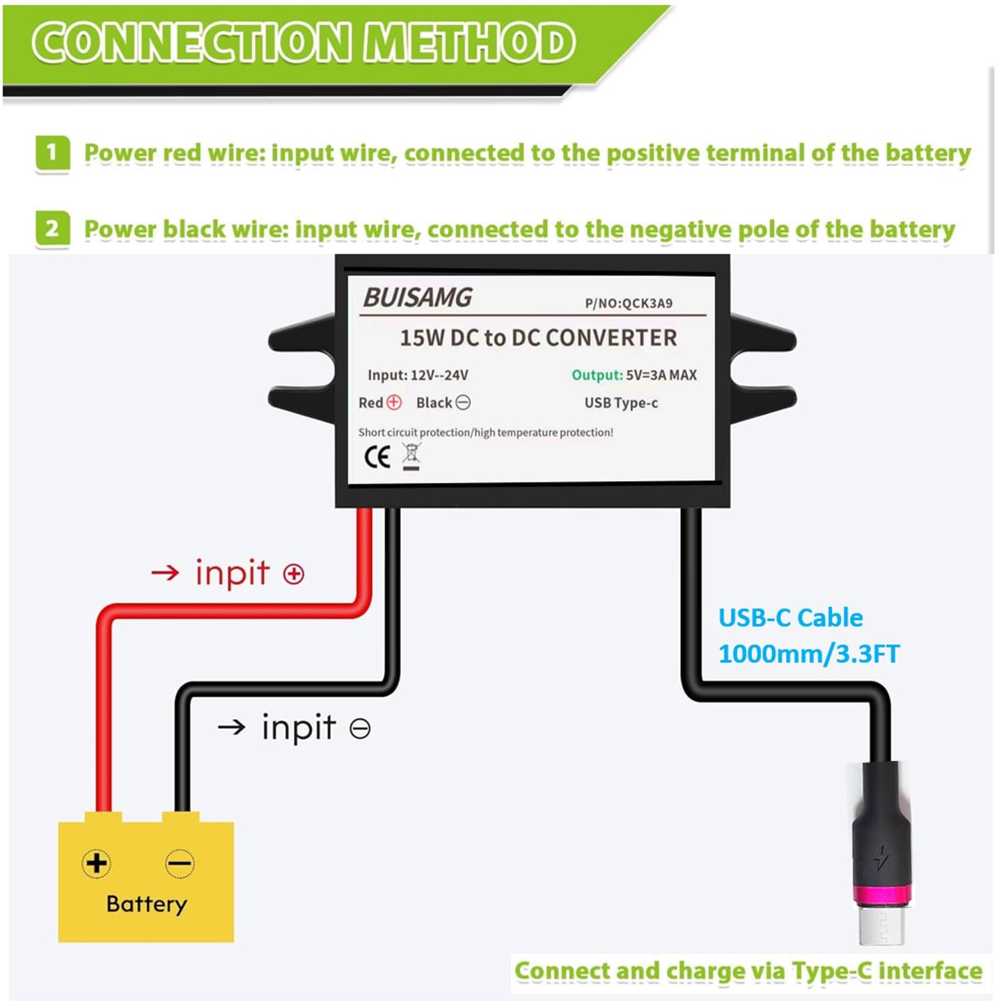 DC 24V 12V to 5V Converter, DC Step Down Module Power Adapter Compatible with Raspberry Pi 4, Cellphone, Solar Energy, Car Power Converter, 12v to 5v…